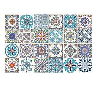 Stickers Carrelage Adhésif - Sticker Autocollant Carreaux de ciment - Décoration Murale Stickers Carrelage pour Salle de Bain et Cuisine - Carreaux de ciment adhésif mural - 10 x 10 cm - 24 Pièces