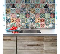 Stickers Carrelage Adhésif - Sticker Autocollant Carreaux de Ciment - Décoration Murale Stickers Carrelage pour Salle de Bain et Cuisine - Carreaux de Ciment adhésif Mural - 15 x 15 cm - 30 Pièces