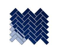 Stickers carrelage adhésifs - Chevrons - Bleu roi profond - 3D réaliste - Lot 24 pcs (2,23 m²)