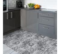 Stickers Carrelage Antidérapant Gris Beige Marron Vintage - Carreau de Ciment Mosaïque Auto-Adhésif pour Salle de Bain et Cuisine 60x90cm - 1 Pièce
