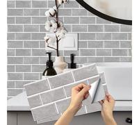 Stickers Carrelage Credence Adhesive, BYLife 12 Pièces Décorative à Carreaux 15x30cm Imperméable en PVC Vintage Tuile Stickers pour Cuisine Salle de Bain