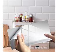 Stickers Carrelage Cuisine 10x20CM Blanche Credence Adhesive pour Cuisine Brique,12 Pcs Stickers Muraux Salle de Bains Cuisine Carrelage Adhesif Mural avec Motifs de Carrelage Dalle Pvc