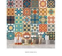Stickers carrelage - Lumaléa - 3617689910048 - Motif carreaux de ciment - Adhésif MAT - 36 Stickers 10x10 cm