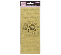 Stickers Contour D'anita - Petit Gâteau d'anniversaire - Doré