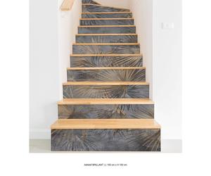 Stickers contremarches escalier - Lumaléa - Feuilles - Adhésif BRILLANT - Largeur 100 cm x Hauteur 150 cm