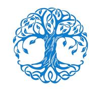 Stickers de gravure Mandala Circle Tree Fitnesscenter Yoga Tree Arbre de vie 36x36.4cm Peinture murale artistique Bleu