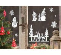 Stickers de Noël - PTIT CLOWN - Bonhomme de neige ou Renne - Décoration de fête - Pour enfants - Blancs