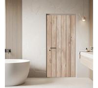 Stickers de Porte Grain De Bois, Autocollant Porte En Bois Beige, Stickers Muraux Auto-Adhésif Amovible PVC Imperméable pour Chambre Salon Salle de Bain Décor 73x205cm