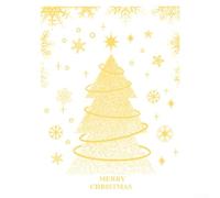 Stickers décoratifs saisonniers pour portes et fenêtres en verre Motif sapin de Noël doré avec bulles et application repositionnable