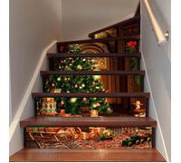 Stickers D'escalier D'escalier De 6 Pcs, Stickers D'escalier d'arbre De Noël 3D for La Décoration De La Maison Décoration Noël,A