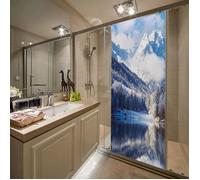 stickers douche Beau lac et montagne de neige Trompe l'oeil Décoration Pour Porte Cuisine Salon Chambre Salle De Bain Pour Les Murs
