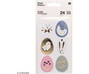 Stickers en papier - Oeufs de Pâques - 24 pcs G