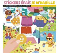 Stickers épais : Je m'habille Pochette de 25 autocollants épais et repositionnables avec 4 décors À partir de 18 mois