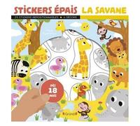 Stickers épais : La savane Pochette de 25 autocollants épais et repositionnables avec 4 décors À partir de 18 mois