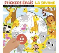 Stickers épais : La savane Pochette de 25 autocollants épais et repositionnables avec 4 décors À partir de 18 mois