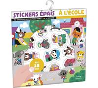Stickers épais : L'école Pochette de 30 autocollants épais et repositionnables avec 4 décors À partir de 18 mois