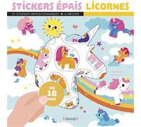 Grund Stickers épais Licornes - Pochette 25 autocollants repositionnables, 4 décors, dès 18 mois