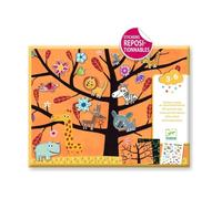 Djeco Pochette de stickers repositionnables Chat-Perché +30 autocollants 2 fonds (savane/forêt)