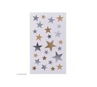 Stickers Etoiles dorées et argentées De 9 à 23 mm - 100 pcs