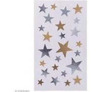 Stickers Etoiles dorées et argentées De 9 à 23 mm - 100 pcs G