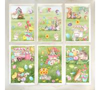 Stickers Fenêtre Pâques Décorations, Deco Paques Intérieur, Autocollants Fenetre Électrostatiques avec Œufs Lapins Poussins, Réutilisables Decoration pour Porte Miroirs Carrelage, Décoration Printemps