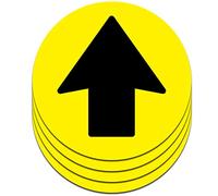 Stickers Flèches Autocollants | Ø 16,5 cm | Pack de 4 unités | Signalisation Adhésif pour Sol (Jaune)