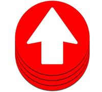 Stickers Flèches Autocollants | Ø 16,5 cm | Pack de 4 unités | Signalisation Adhésif pour Sol (Rouge)