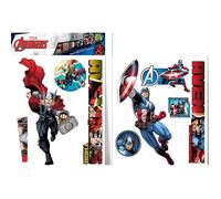Stickers géant Captain America et Thor Marvel - Marvel - Avengers - Rouge et bleu - Enfant - 50 x 70 cm