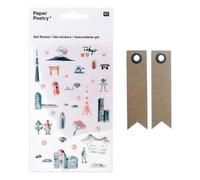 Stickers Gel Transparent Cities Tokyo + 20 Étiquettes Kraft Fanion