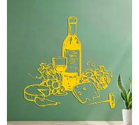 Stickers Gravure PVC épais Jaune 42x42,4cm | Stickers muraux en PVC pour verres à vin, collations, raisins, fromages et fruits