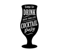 Stickers lettrage silhouette d'un verre à cocktail 30x71.9cm Peinture murale artistique Noir