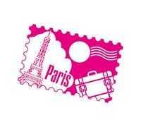 Stickers lettrage Timbre-poste de Paris, France française 51x68.2cm Étanche RoseRouge