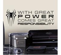 Stickers - Marvel - Spiderman - Noir - 25x23 cm - Citation 'with great power'