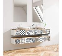 Stickers Meubles Cuisine - Sticker Mural - Carreaux de Ciment adhésif Meuble - Stickers Muraux azulejos - Sticker Carrelage adhesif Meuble Salle de Bain 10 x 10 cm - 24 pcs Carreau de Ciment adhesif