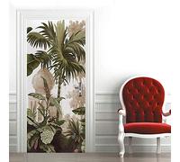 Stickers Mural 3D Porte Trompe l'oeil Auto-adhésif Vinyle Affiche Décorative pour Chambre Salle De Bain Papier Peint Art Décor 63x205 cm Palmiers