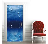Stickers Mural Porte 3D Poster Autocollant Porte Trompe l'oeil Auto-adhésif Vinyle Affiche De Porte Stickers Photo Chambre Salle De Bain Papier Peint Art Décor 73x205 cm Bleu et Mer