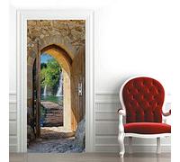 Stickers Mural Porte 3D Poster Autocollant Porte Trompe l'oeil Auto-adhésif Vinyle Affiche De Porte Stickers Photo Chambre Salle De Bain Papier Peint Art Décor 73x205 cm Style marocain