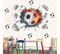Stickers Muraux 3d Football 40x60cm Stickers Muraux Football Vinyle Affiche Football Décoration Sticker Mural 3d Football Chambre Garçon, Pour Chambre Bébé, Livi