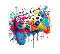 Stickers Muraux 3D Gamer Autocollant Muraux Grand Manette de Jeu Style Aquarelle Contrôleur Gamer Poster OBJET DE DECORATION MURALE