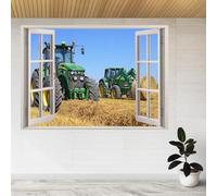 Stickers Muraux 3D Smashed Murales Champ De Blé Tracteur Autocollants de imperméables amovibles Art pour chambre salon pépinière décoration murale 55x96cm