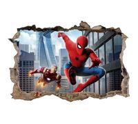 Stickers muraux 3D - Spider Man - Iron Man - Couleurs vives - 140x93cm - Pour enfants