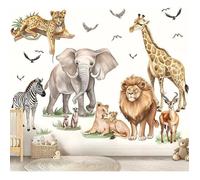 Stickers Muraux Animaux de Jungle Savane XXL Autocolnts Muraux Mural Stickers Safari Éléphant Girafe Lion pour