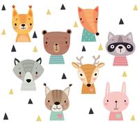 Stickers muraux – Animaux de la forêt pour bébés – Stickers autocollants – 120 x 180 cm