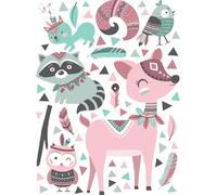 Stickers muraux – Animaux et plumes d'Indiens – Autocollants – 160 x 120 cm
