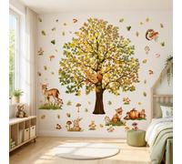 Stickers Muraux Animaux Grand Autocollant Mural Arbre Forêt Autocollants Muraux Étanches Amovibles Renard Cerf Hérisson Champignon Lapin Déco Murale Chambre Enfant Bébé Salle de Bain Fenêtres Portes