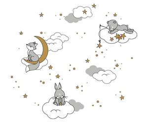 Stickers muraux – Animaux rêveurs sous un ciel étoilé – Autocollants – 165 x 110 cm