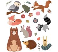 Stickers muraux – Animaux scandinaves : l'ours et ses amis – Fond transparent – 125 x 110 cm
