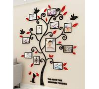 Stickers Muraux Arbre Cadre de Photo 3D DIY Mural Autocollants Arts Décoration de la Maison pour Chambre, Salon, Salle, Cadeau (Rouge,XXL)