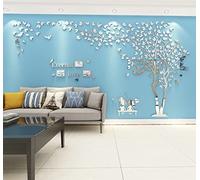 Stickers Muraux Arbre Cadre de Photo Stickers 3D DIY Mural Autocollants Arts Décoration de la Maison pour Chambre, Salle, Cadeau (Argent Droite,XL-350 * 180cm)