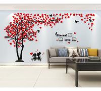 Stickers Muraux Arbre Cadre de Photo Stickers 3D DIY Mural Autocollants Arts Décoration de la Maison pour Chambre, Salle, Cadeau (Rouge Gauche,XL-350 * 180cm)
